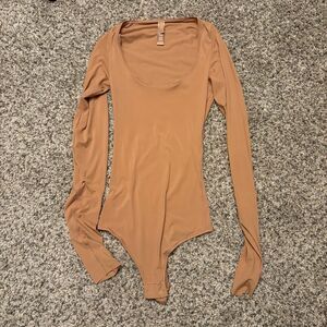 Skims Long Sleeve Jelly Bodysuit XXS Slimming Tan Nude